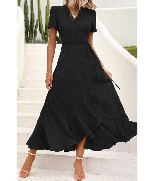 PRETTYGARDEN Women's Summer Maxi Dress Casual Wrap Floral Boho Short Sleeve V Neck Split Ruffle Beach Long Dresses