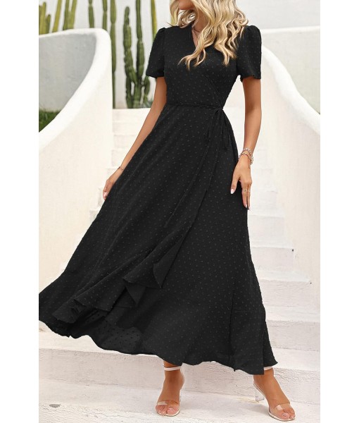 PRETTYGARDEN Women's Summer Maxi Dress Casual Wrap Floral Boho Short Sleeve V Neck Split Ruffle Beach Long Dresses