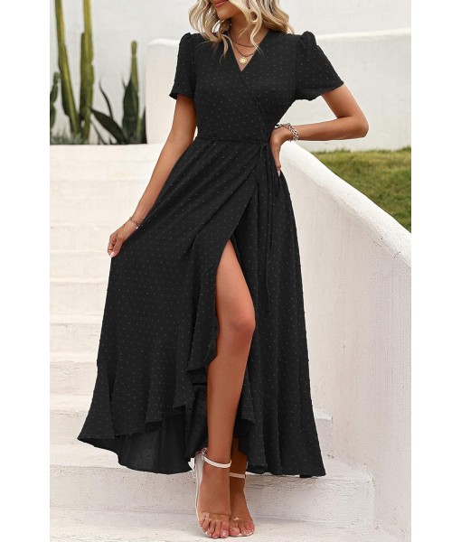 PRETTYGARDEN Women's Summer Maxi Dress Casual Wrap Floral Boho Short Sleeve V Neck Split Ruffle Beach Long Dresses
