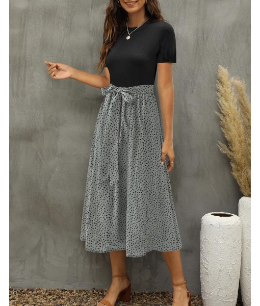 Zattcas Women 2025 Summer Dress Short Sleeve Ribbed Teacher Church Modest Business Casual Work Outfits Midi Dress