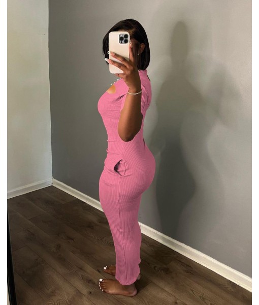 Women's Casual Short Sleeve Dress T Shirt Bodycon Dresses Ribbed V Neck Maxi Sundress Basic Party Club Dress with Pocket
