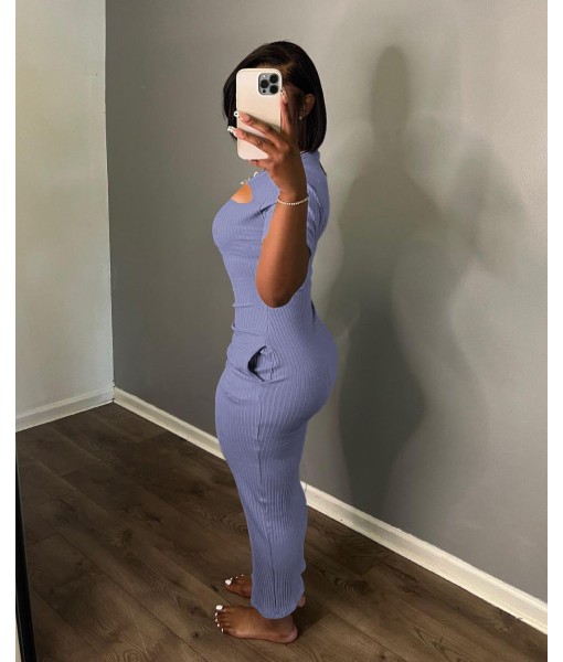 Women's Casual Short Sleeve Dress T Shirt Bodycon Dresses Ribbed V Neck Maxi Sundress Basic Party Club Dress with Pocket