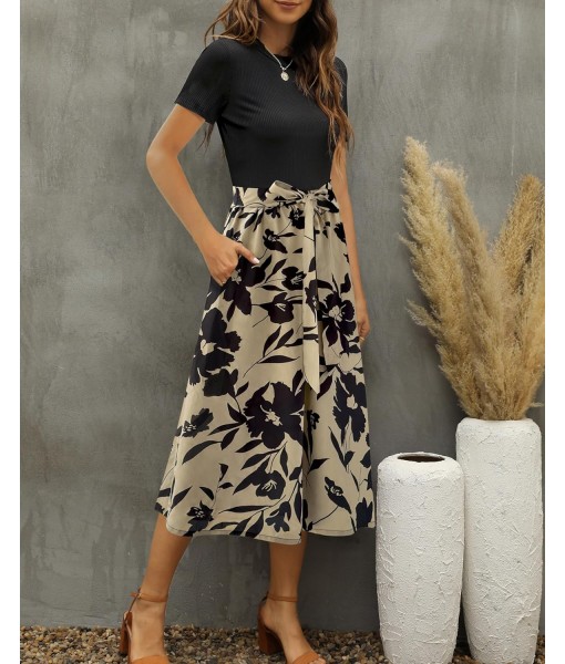 Zattcas Women 2025 Summer Dress Short Sleeve Ribbed Teacher Church Modest Business Casual Work Outfits Midi Dress