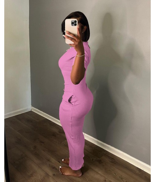 Women's Casual Short Sleeve Dress T Shirt Bodycon Dresses Ribbed V Neck Maxi Sundress Basic Party Club Dress with Pocket