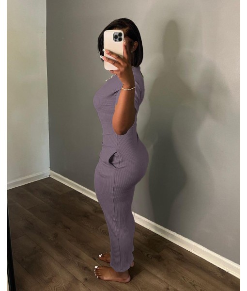 Women's Casual Short Sleeve Dress T Shirt Bodycon Dresses Ribbed V Neck Maxi Sundress Basic Party Club Dress with Pocket