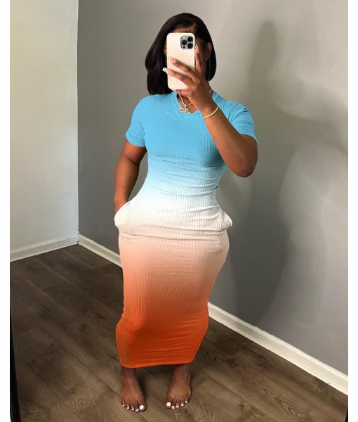 Women's Casual Short Sleeve Dress T Shirt Bodycon Dresses Ribbed V Neck Maxi Sundress Basic Party Club Dress with Pocket
