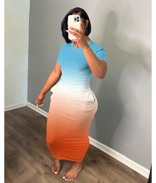 Women's Casual Short Sleeve Dress T Shirt Bodycon Dresses Ribbed V Neck Maxi Sundress Basic Party Club Dress with Pocket