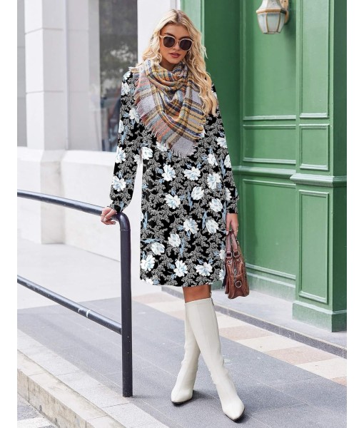 Zeagoo Fall Dresses for Women Long Sleeve Casual Pleated V Neck Dress 2025 A Line Tunic Dress