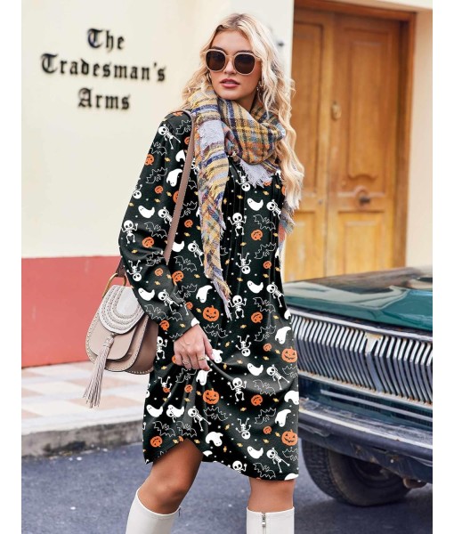 Zeagoo Fall Dresses for Women Long Sleeve Casual Pleated V Neck Dress 2025 A Line Tunic Dress