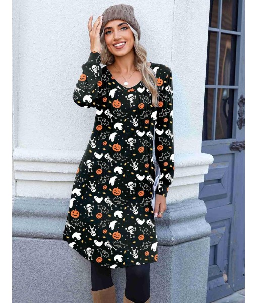 Zeagoo Fall Dresses for Women Long Sleeve Casual Pleated V Neck Dress 2025 A Line Tunic Dress