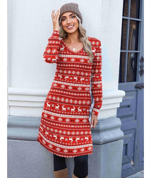 Zeagoo Fall Dresses for Women Long Sleeve Casual Pleated V Neck Dress 2025 A Line Tunic Dress