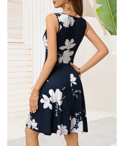 OURIN Women's Spring Deep V Neck Sleeveless Floral Sundresses with Pockets Flowy Summer Dresses for Women 2025