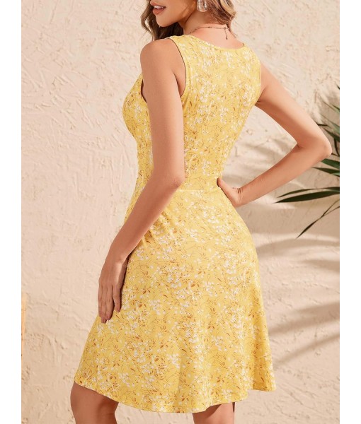 OURIN Women's Spring Deep V Neck Sleeveless Floral Sundresses with Pockets Flowy Summer Dresses for Women 2025