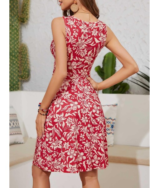 OURIN Women's Spring Deep V Neck Sleeveless Floral Sundresses with Pockets Flowy Summer Dresses for Women 2025