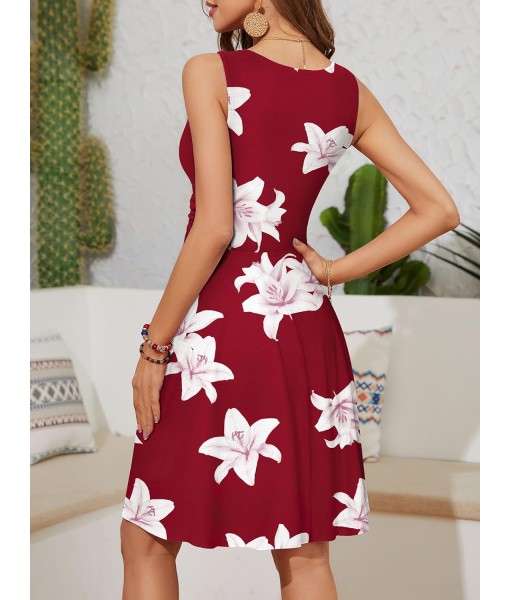 OURIN Women's Spring Deep V Neck Sleeveless Floral Sundresses with Pockets Flowy Summer Dresses for Women 2025