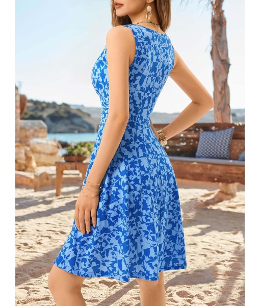 OURIN Women's Spring Deep V Neck Sleeveless Floral Sundresses with Pockets Flowy Summer Dresses for Women 2025