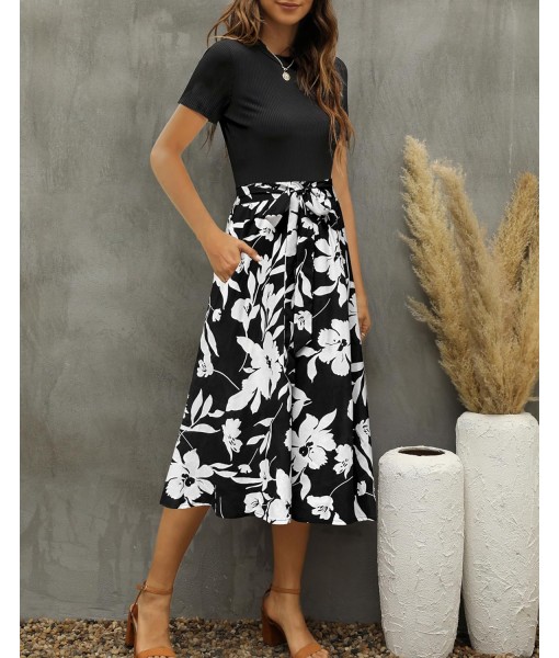Zattcas Women 2025 Summer Dress Short Sleeve Ribbed Teacher Church Modest Business Casual Work Outfits Midi Dress