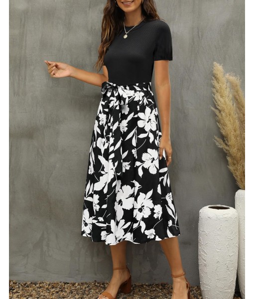 Zattcas Women 2025 Summer Dress Short Sleeve Ribbed Teacher Church Modest Business Casual Work Outfits Midi Dress