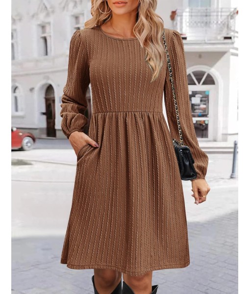 Zeagoo Women's Fall Sweater Dresses with Pockets Crew Neck Long Sleeve A-Line Dresses for Women 2025 Casual Winter Dresses