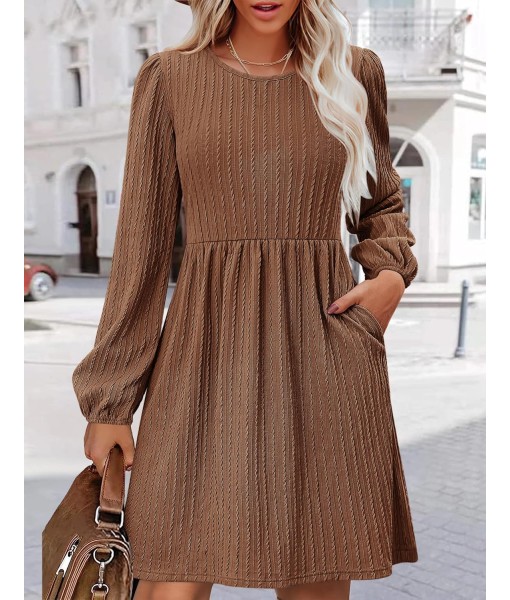 Zeagoo Women's Fall Sweater Dresses with Pockets Crew Neck Long Sleeve A-Line Dresses for Women 2025 Casual Winter Dresses