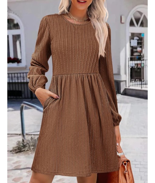 Zeagoo Women's Fall Sweater Dresses with Pockets Crew Neck Long Sleeve A-Line Dresses for Women 2025 Casual Winter Dresses