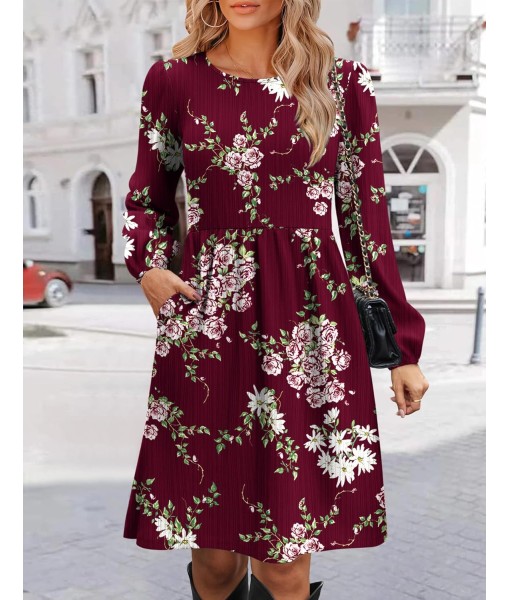Zeagoo Women's Fall Sweater Dresses with Pockets Crew Neck Long Sleeve A-Line Dresses for Women 2025 Casual Winter Dresses