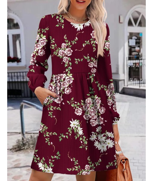 Zeagoo Women's Fall Sweater Dresses with Pockets Crew Neck Long Sleeve A-Line Dresses for Women 2025 Casual Winter Dresses