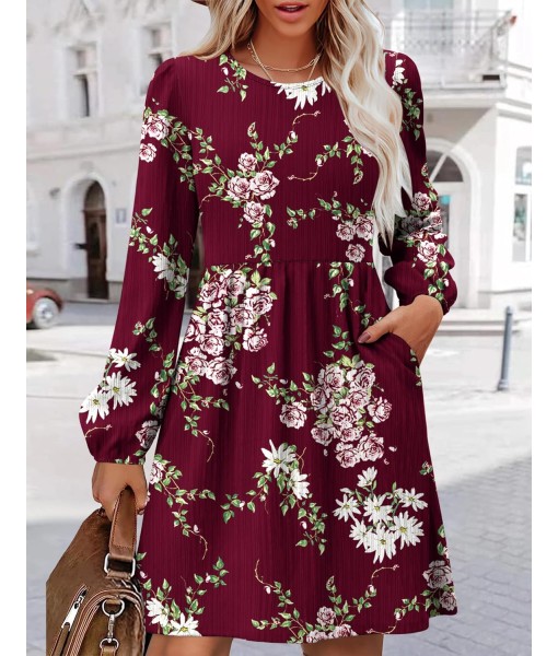 Zeagoo Women's Fall Sweater Dresses with Pockets Crew Neck Long Sleeve A-Line Dresses for Women 2025 Casual Winter Dresses