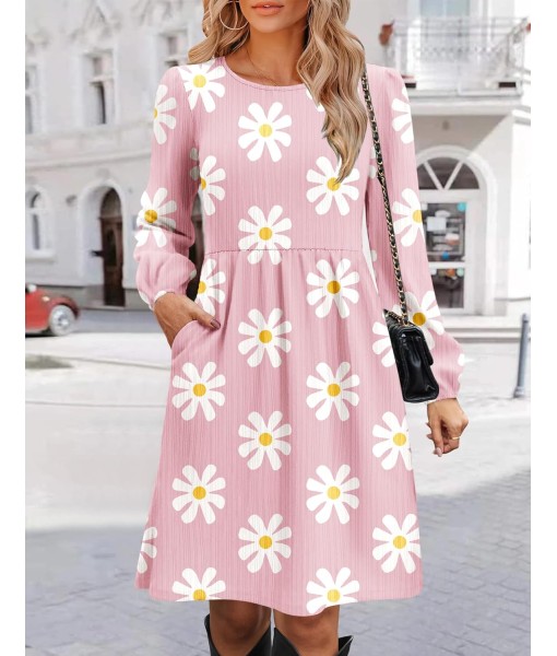Zeagoo Women's Fall Sweater Dresses with Pockets Crew Neck Long Sleeve A-Line Dresses for Women 2025 Casual Winter Dresses