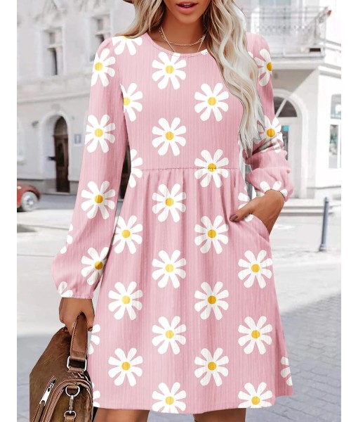Zeagoo Women's Fall Sweater Dresses with Pockets Crew Neck Long Sleeve A-Line Dresses for Women 2025 Casual Winter Dresses
