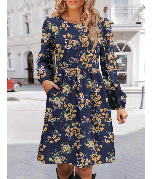 Zeagoo Women's Fall Sweater Dresses with Pockets Crew Neck Long Sleeve A-Line Dresses for Women 2025 Casual Winter Dresses