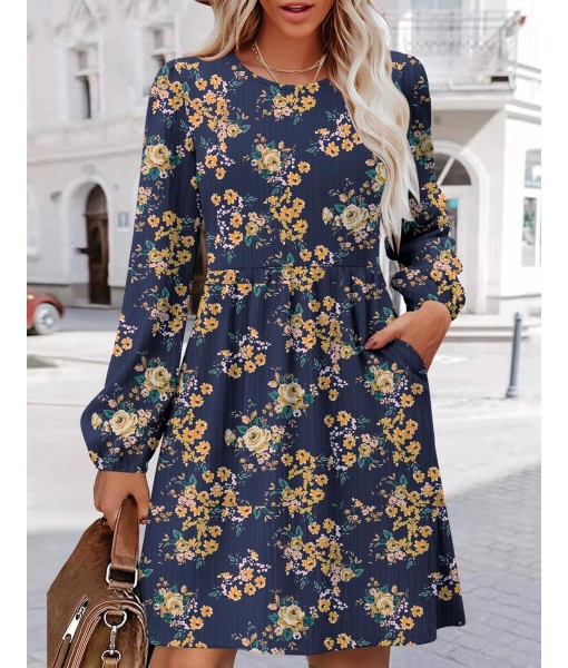 Zeagoo Women's Fall Sweater Dresses with Pockets Crew Neck Long Sleeve A-Line Dresses for Women 2025 Casual Winter Dresses