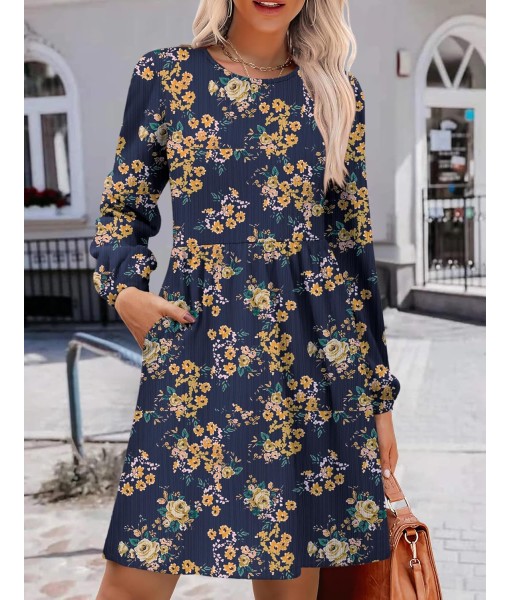Zeagoo Women's Fall Sweater Dresses with Pockets Crew Neck Long Sleeve A-Line Dresses for Women 2025 Casual Winter Dresses