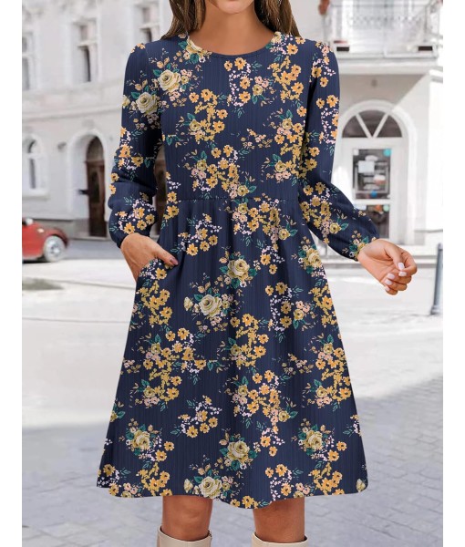 Zeagoo Women's Fall Sweater Dresses with Pockets Crew Neck Long Sleeve A-Line Dresses for Women 2025 Casual Winter Dresses