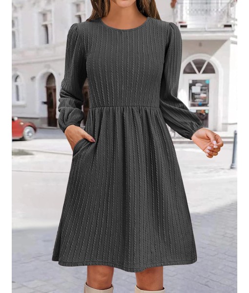 Zeagoo Women's Fall Sweater Dresses with Pockets Crew Neck Long Sleeve A-Line Dresses for Women 2025 Casual Winter Dresses