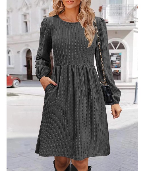 Zeagoo Women's Fall Sweater Dresses with Pockets Crew Neck Long Sleeve A-Line Dresses for Women 2025 Casual Winter Dresses