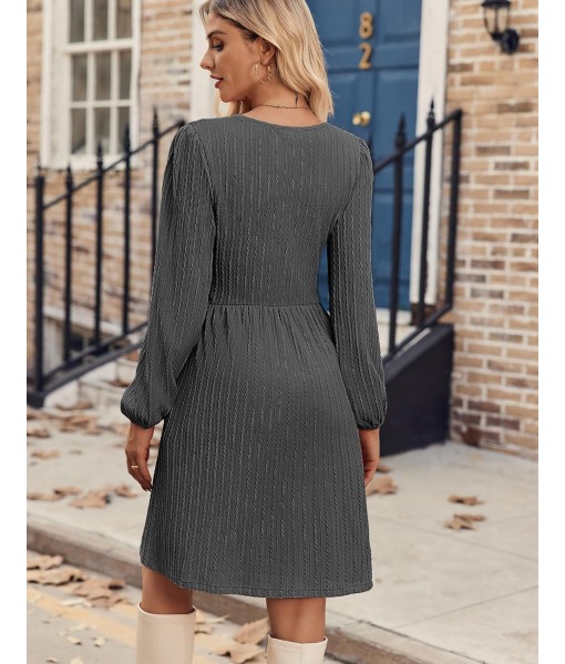 Zeagoo Women's Fall Sweater Dresses with Pockets Crew Neck Long Sleeve A-Line Dresses for Women 2025 Casual Winter Dresses