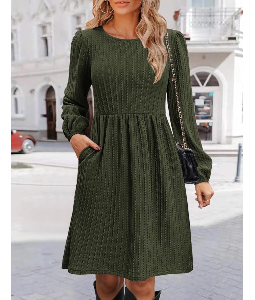 Zeagoo Women's Fall Sweater Dresses with Pockets Crew Neck Long Sleeve A-Line Dresses for Women 2025 Casual Winter Dresses
