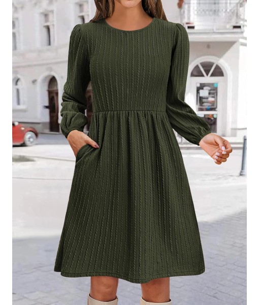 Zeagoo Women's Fall Sweater Dresses with Pockets Crew Neck Long Sleeve A-Line Dresses for Women 2025 Casual Winter Dresses