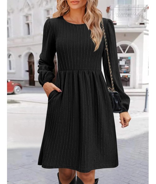 Zeagoo Women's Fall Sweater Dresses with Pockets Crew Neck Long Sleeve A-Line Dresses for Women 2025 Casual Winter Dresses