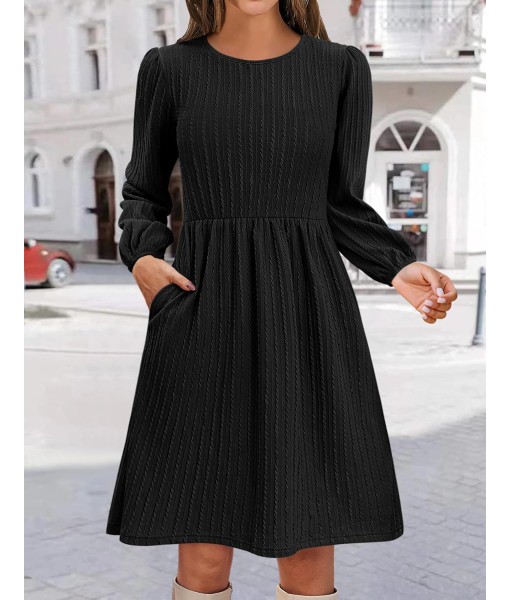 Zeagoo Women's Fall Sweater Dresses with Pockets Crew Neck Long Sleeve A-Line Dresses for Women 2025 Casual Winter Dresses