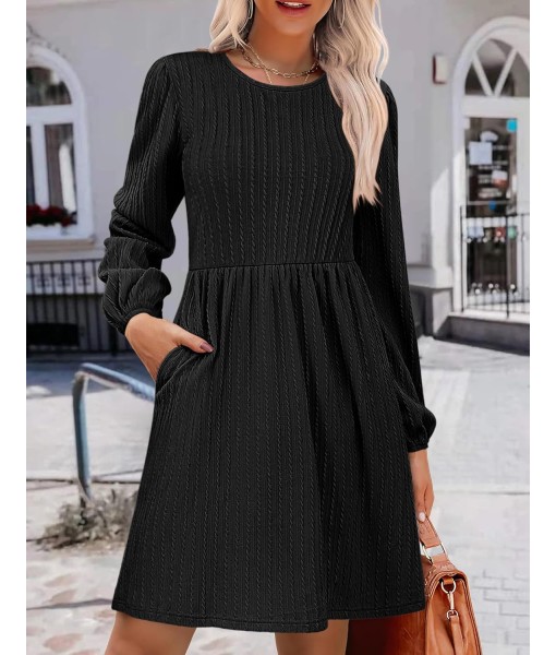 Zeagoo Women's Fall Sweater Dresses with Pockets Crew Neck Long Sleeve A-Line Dresses for Women 2025 Casual Winter Dresses