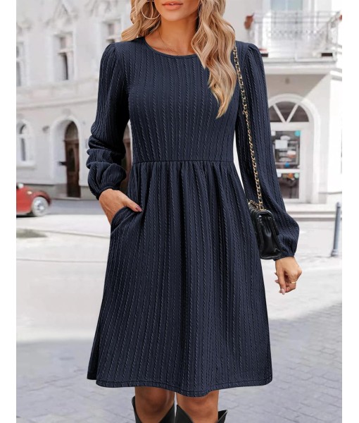 Zeagoo Women's Fall Sweater Dresses with Pockets Crew Neck Long Sleeve A-Line Dresses for Women 2025 Casual Winter Dresses