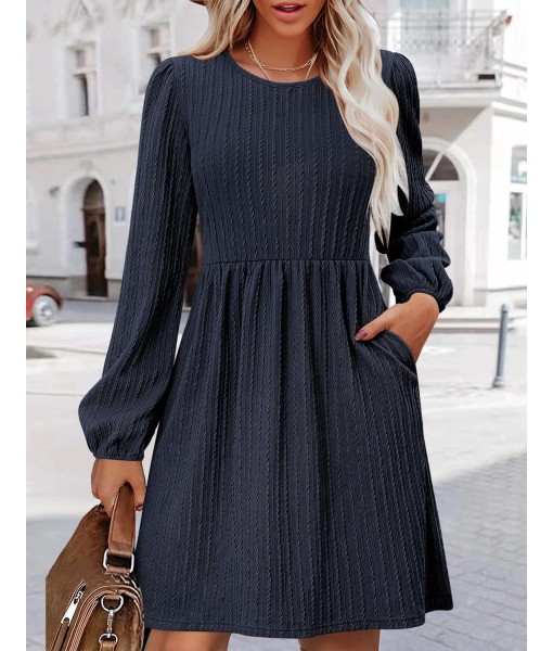 Zeagoo Women's Fall Sweater Dresses with Pockets Crew Neck Long Sleeve A-Line Dresses for Women 2025 Casual Winter Dresses