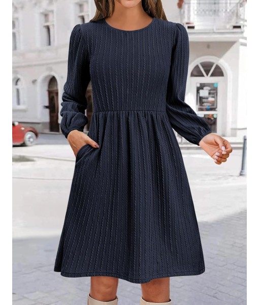Zeagoo Women's Fall Sweater Dresses with Pockets Crew Neck Long Sleeve A-Line Dresses for Women 2025 Casual Winter Dresses
