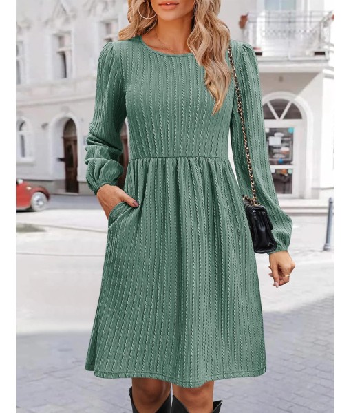 Zeagoo Women's Fall Sweater Dresses with Pockets Crew Neck Long Sleeve A-Line Dresses for Women 2025 Casual Winter Dresses