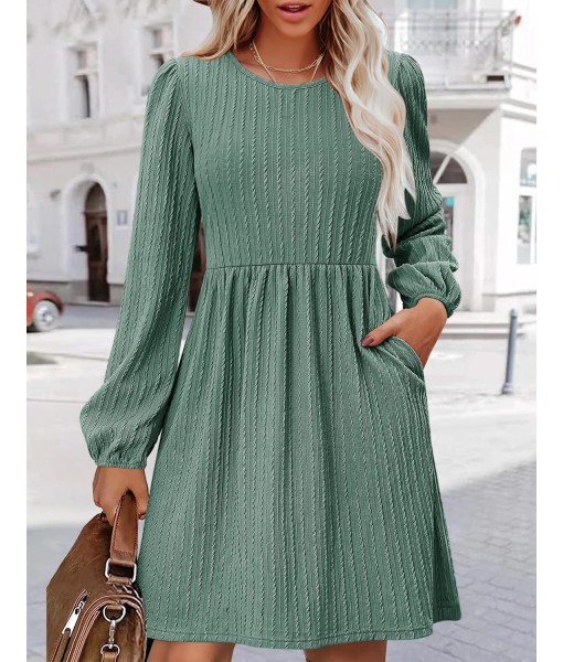 Zeagoo Women's Fall Sweater Dresses with Pockets Crew Neck Long Sleeve A-Line Dresses for Women 2025 Casual Winter Dresses