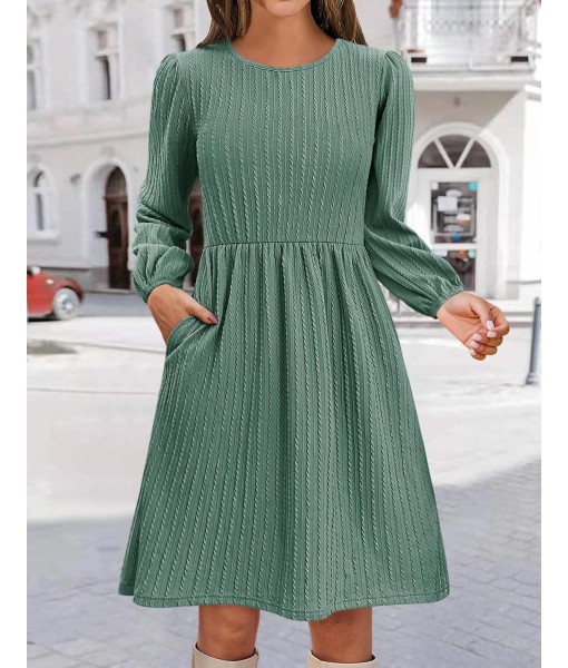 Zeagoo Women's Fall Sweater Dresses with Pockets Crew Neck Long Sleeve A-Line Dresses for Women 2025 Casual Winter Dresses