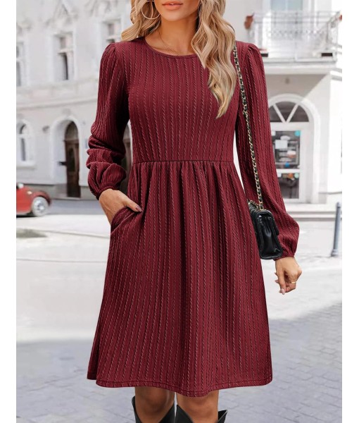 Zeagoo Women's Fall Sweater Dresses with Pockets Crew Neck Long Sleeve A-Line Dresses for Women 2025 Casual Winter Dresses