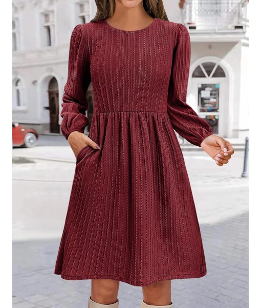 Zeagoo Women's Fall Sweater Dresses with Pockets Crew Neck Long Sleeve A-Line Dresses for Women 2025 Casual Winter Dresses